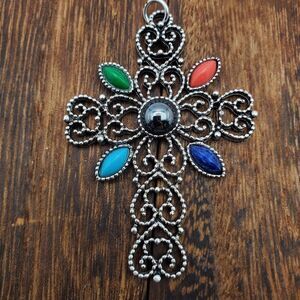 Chakra cross lace Victorian aesthetic avon necklace pendant